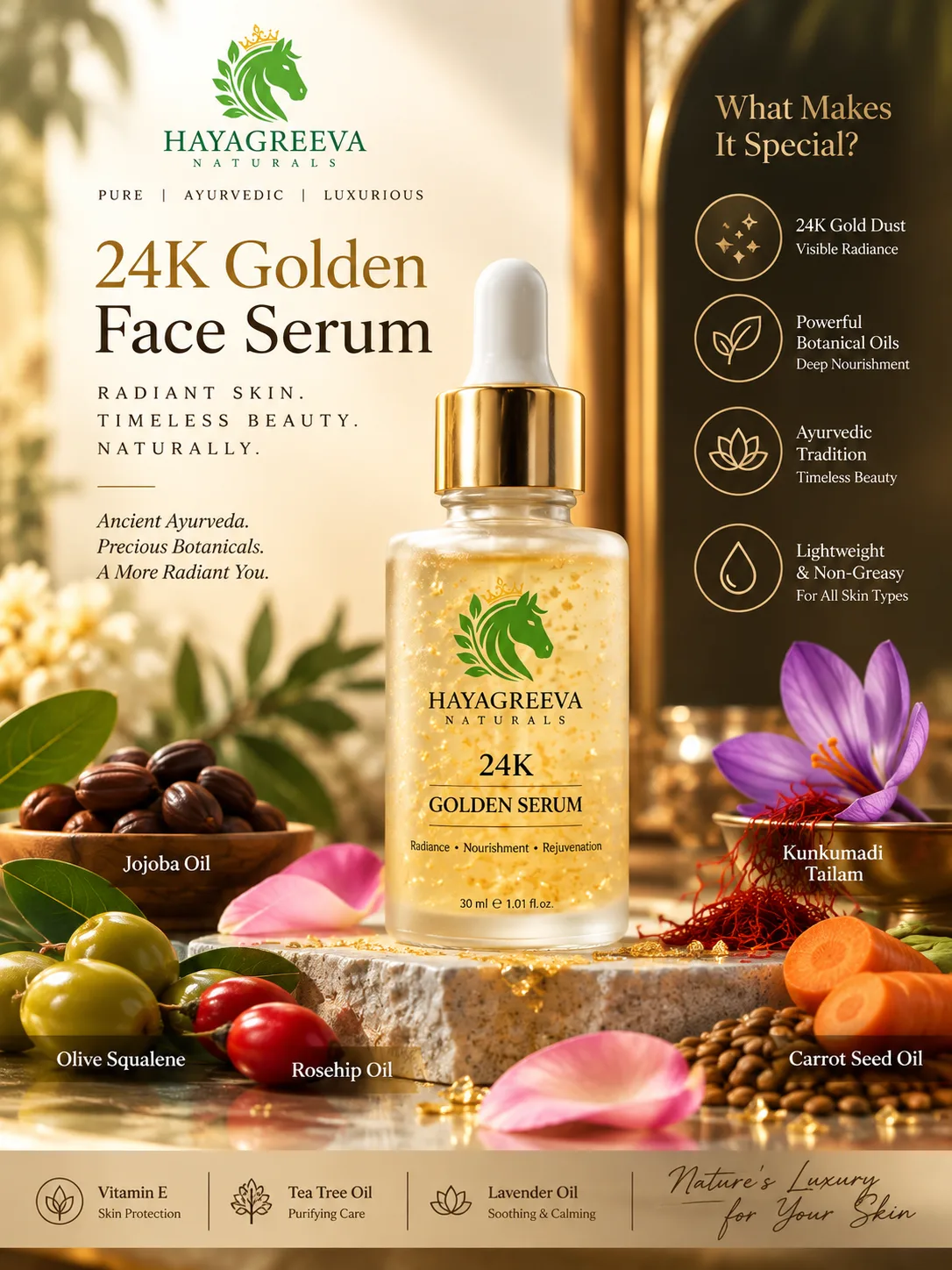 24K Golden Serum – Ayurvedic Radiance & Nourishing Face Serum for Radiant skin