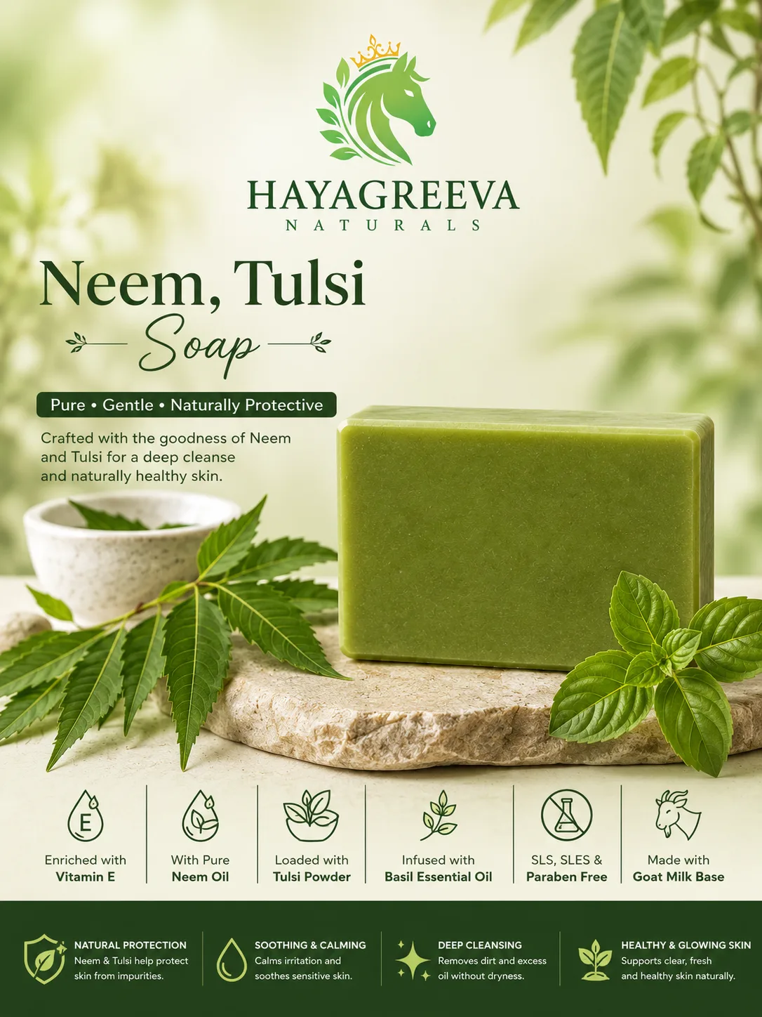 Neem Tulsi Ayurvedic Soap – Natural Herbal Bath Soap