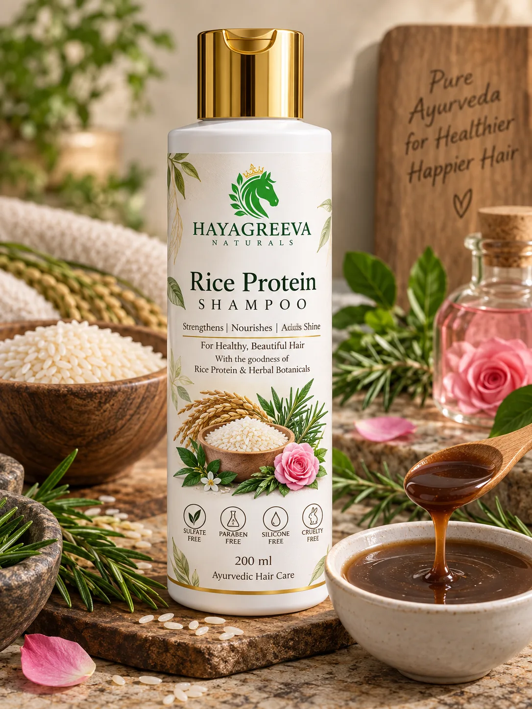 Rice Protein Shampoo Premium Ayurvedic Shampoo for Nourished & Beautiful Hair
